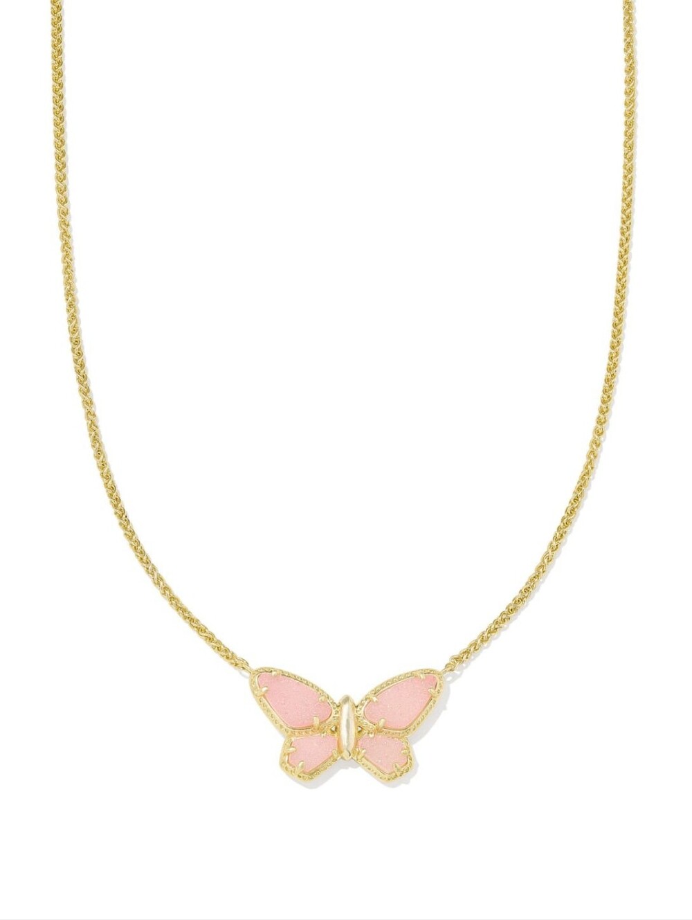 Dolly Parton x Kendra Scott Gold Butterfly Short Pendant Necklace in Light Pink